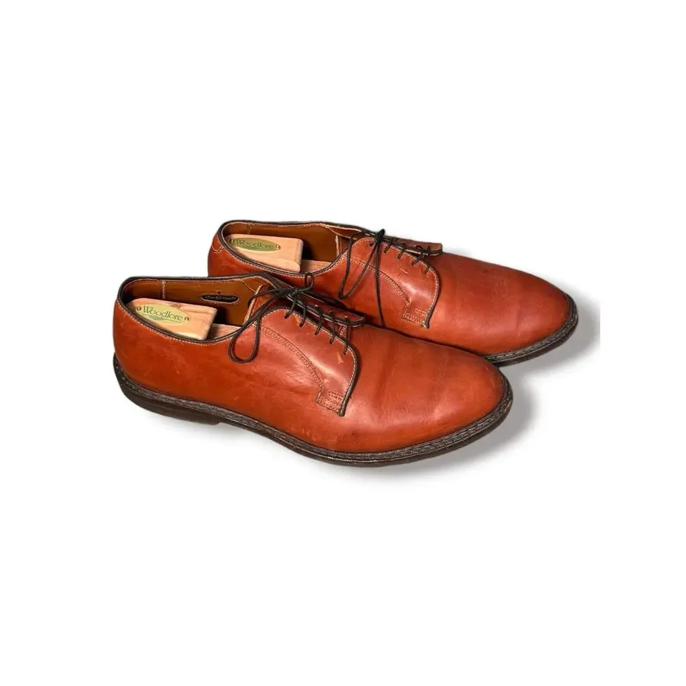 Allen Edmonds Badlands‎ Plain Toe Derby Shoes Cognac Brown Leather USA 10 3E